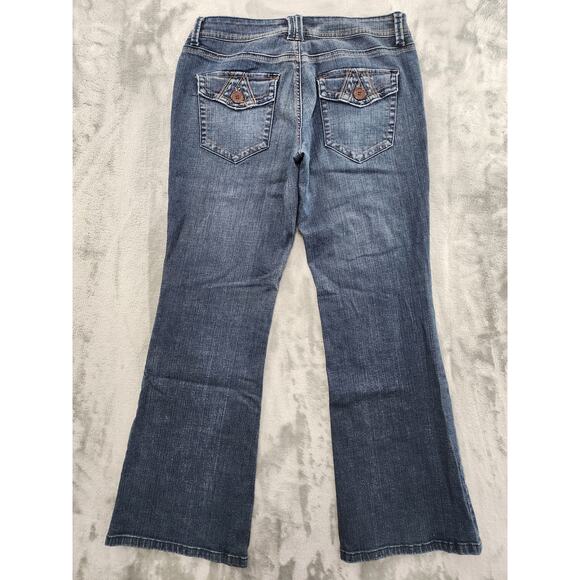 The Limited Mid Rise Flare Leg Denim Jean Size 8S SHORT Blue Stretch Bootcut Y2K - Picture 5 of 16